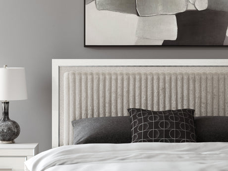 Zuraleus White Upholstered Storage Panel Bedroom Set with 2 Footboard Drawers by Ashley at Eve Furniture