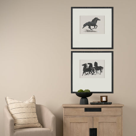 Zwarte Paarden (Set of 2) by Leo Gestel Hand-Embellished Framed Artwork Matted under Glass by Mercana at Eve Furniture