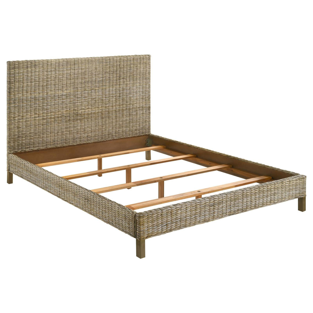 Zyla Woven Rattan California King Panel Bed Kubu Grey