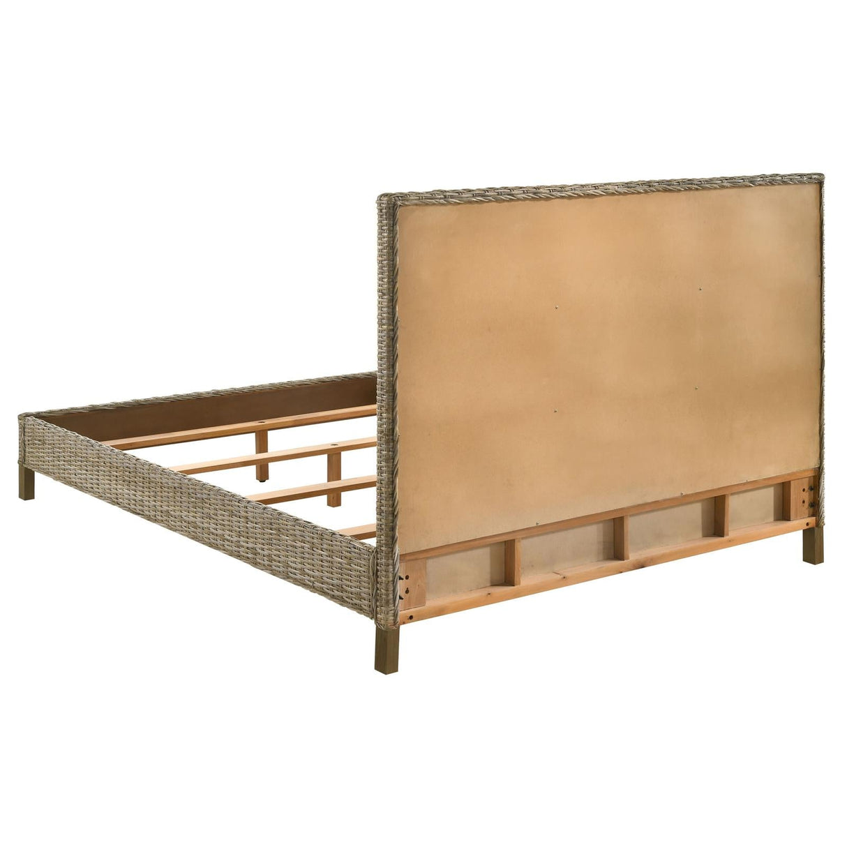 Zyla Woven Rattan California King Panel Bed Kubu Grey