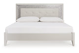 Zyniden Silver King LED Upholstered Panel Bed by Ashley at Eve Furniture