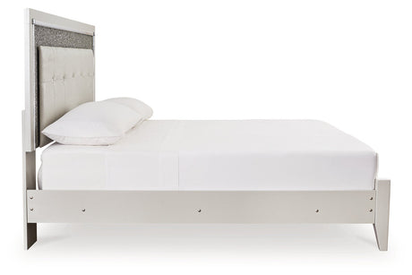 Zyniden Silver King LED Upholstered Panel Bed by Ashley at Eve Furniture
