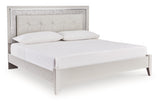 Zyniden Silver King LED Upholstered Panel Bed by Ashley at Eve Furniture