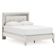 Zyniden Silver Queen LED Upholstered Panel Bed by Ashley at Eve Furniture