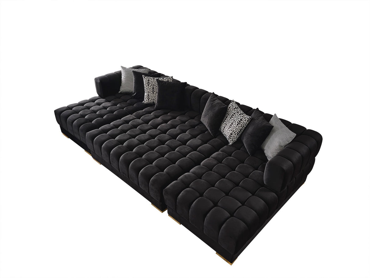 Ariana Black Velvet Ottoman