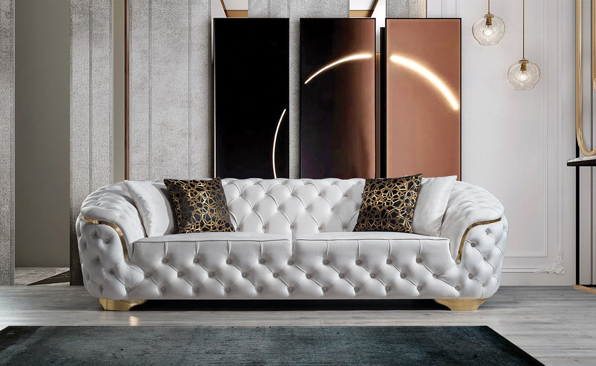 Lupino Ivory Velvet Living Room Set
