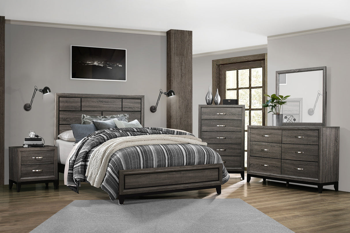 Davi Gray King Panel Bed