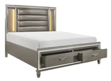 Tamsin Silver/Gray Metallic Queen LED Upholstered Storage Platform Bed
