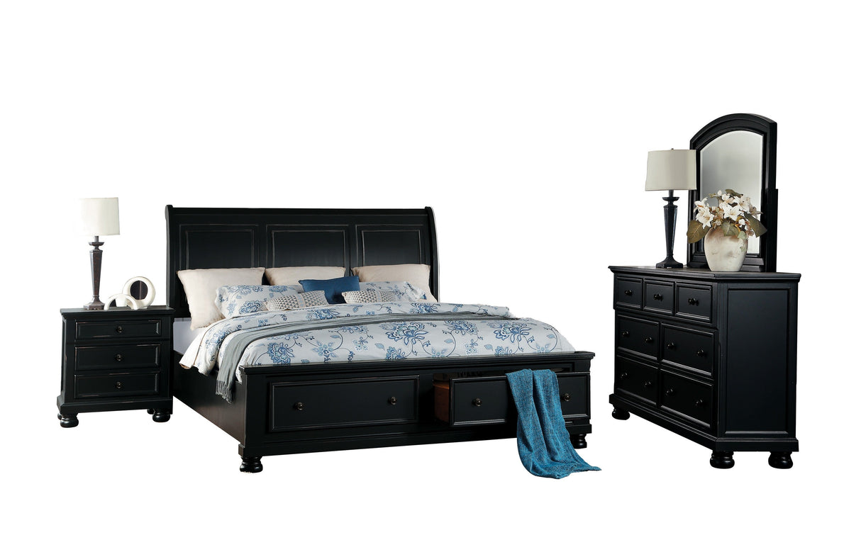 Laurelin Black Sleigh Storage Platform Bedroom Set