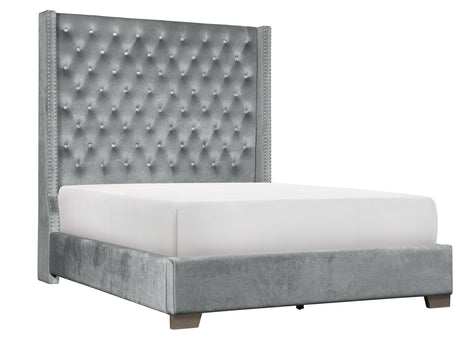 Franco Gray Velvet King Upholstered Bed