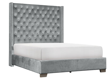 Franco Gray Velvet Queen Upholstered Bed