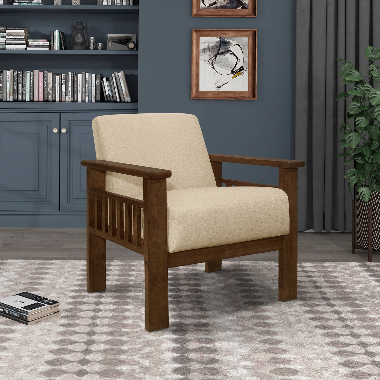 Helena Light Brown Accent Chair with Storage Arms