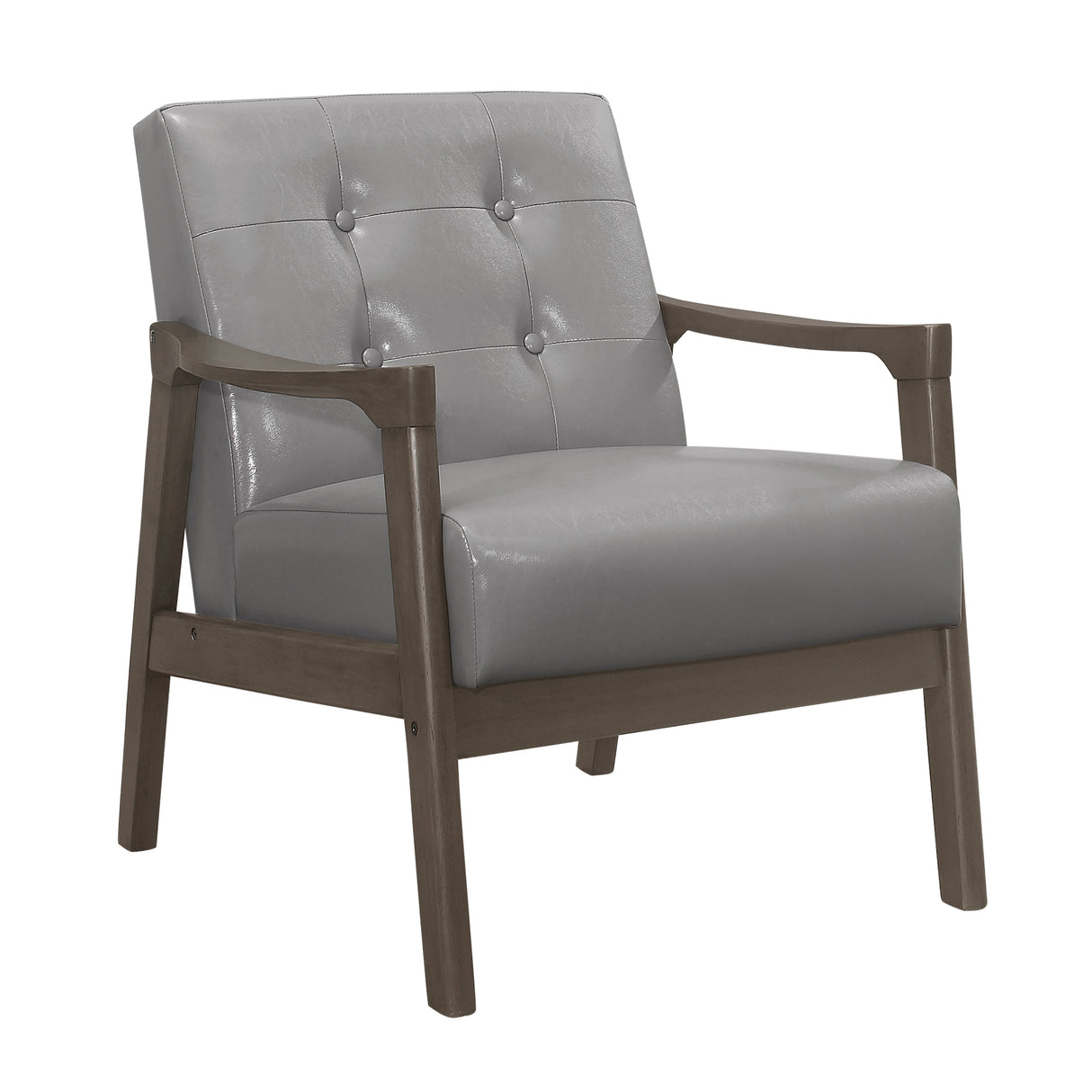 Alby Gray Faux Leather Accent Chair