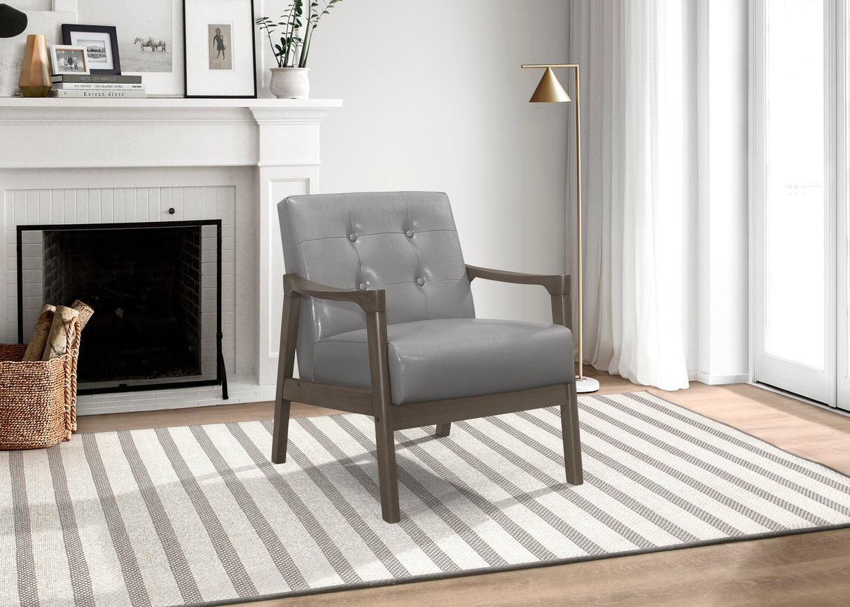 Alby Gray Faux Leather Accent Chair