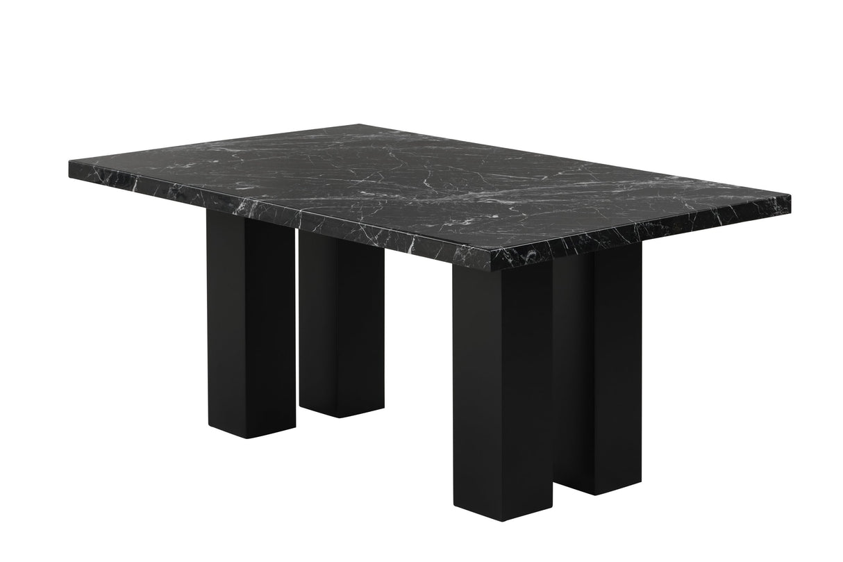 Oslo Onyx Black 7-Piece Faux Marble Dining Set