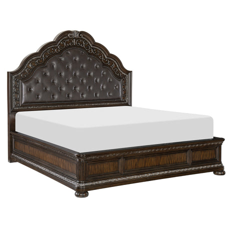 Beddington Dark Cherry Queen Upholstered Panel Bed
