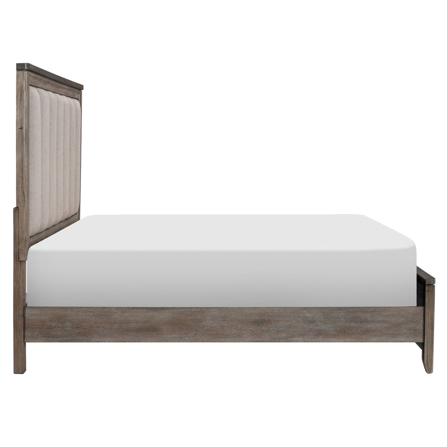 Newell Light Brown Queen Upholstered Panel Bed