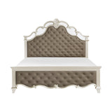 Ever Champagne Queen Mirrored Upholstered Panel Bed