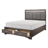 Luster Gray Queen Upholstered Storage Platform Bed