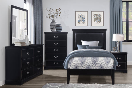 Seabright Black Twin Panel Bed