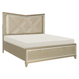 Bijou Champagne King LED Upholstered Storage Platform Bed