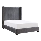 Glenbury Dark Gray Velvet Upholstered Full Bed