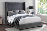 Glenbury Dark Gray Velvet Upholstered California King Bed