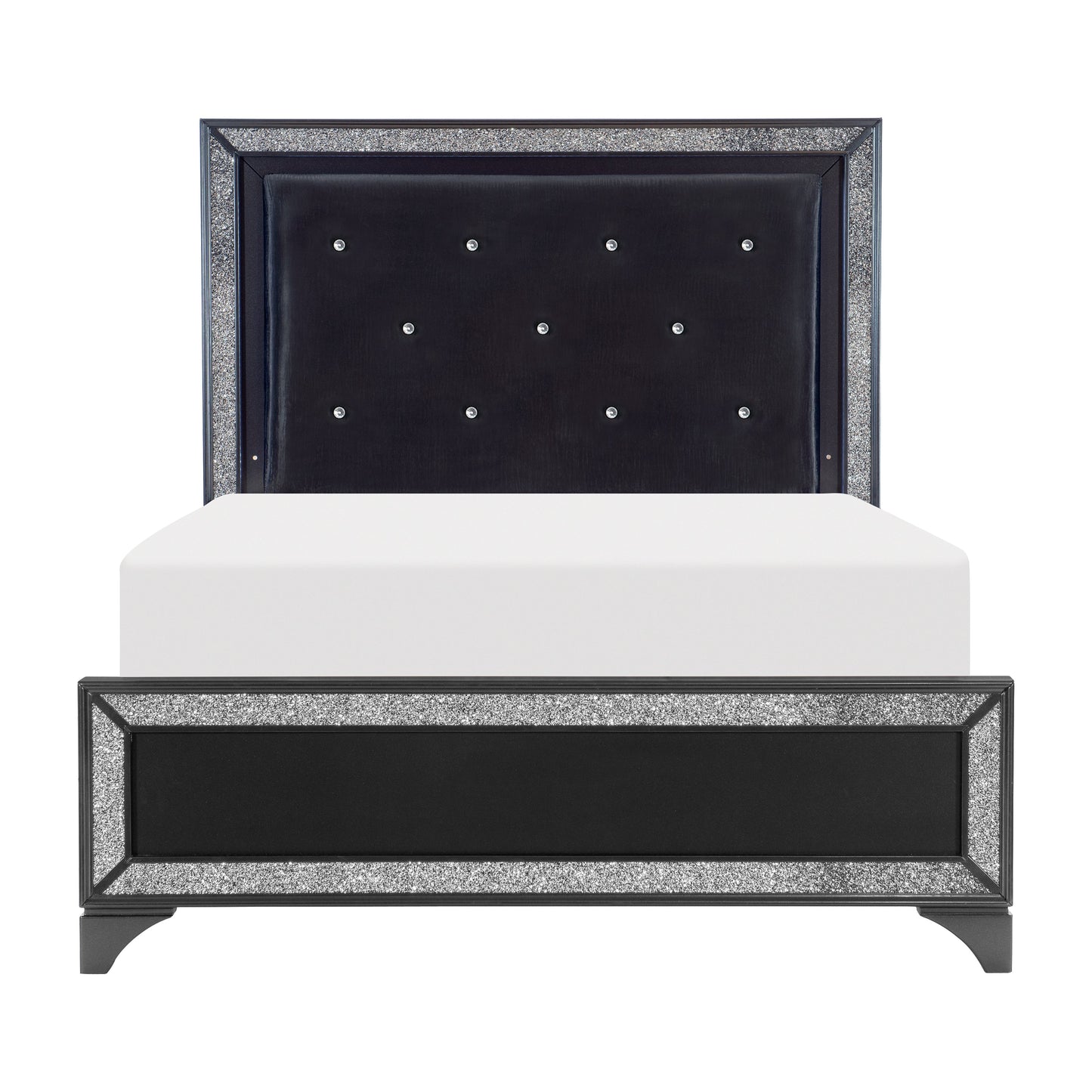 Salon Black LED Upholstered Panel Bedroom Set