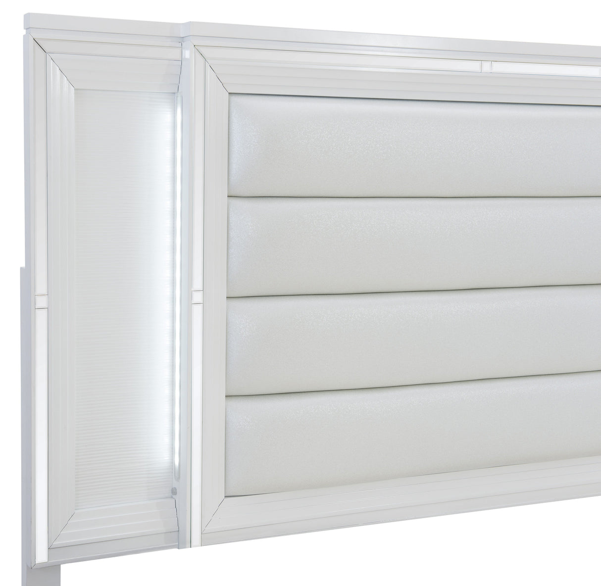 Tamsin White LED Upholstered Storage Platform Bedroom Set