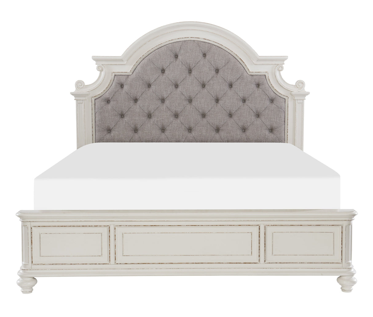 Baylesford Antique White Queen Upholstered Panel Bed