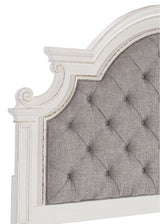 Baylesford Antique White Queen Upholstered Panel Bed