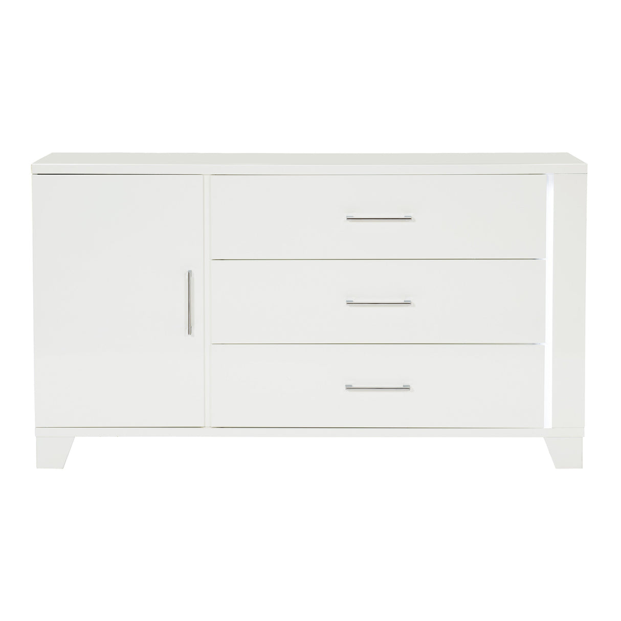 Kerren White High Gloss Dresser, LED Lighting