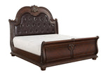 Cavalier Dark Cherry King Upholstered Sleigh Bed