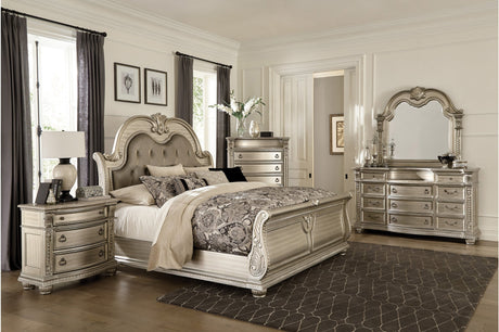Cavalier Silver King Upholstered Sleigh Bed