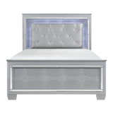 Allura Silver King LED Upholstered Panel Bed