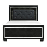 Allura Black Queen LED Upholstered Panel Bed