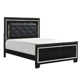 Allura Black Full LED Upholstered Panel Bed