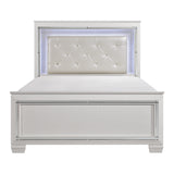 Allura White Queen LED Upholstered Panel Bed