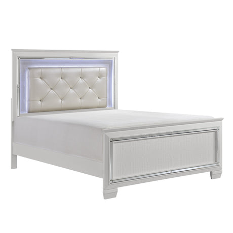 Allura White King LED Upholstered Panel Bed