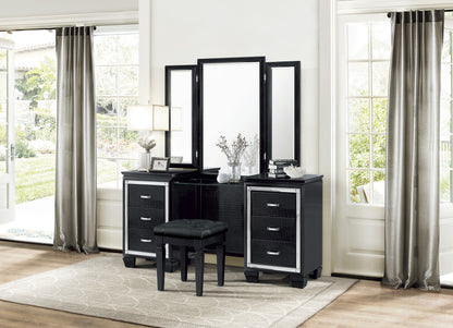 Allura Black Vanity Dresser with Mirror