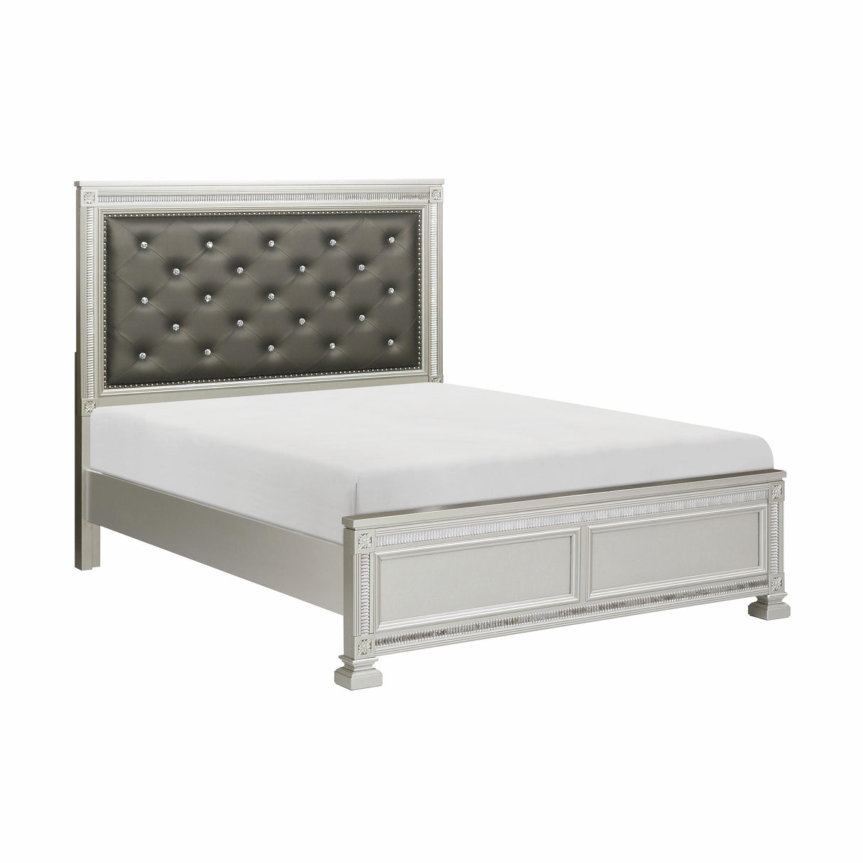 Bevelle Silver Upholstered Queen Bed