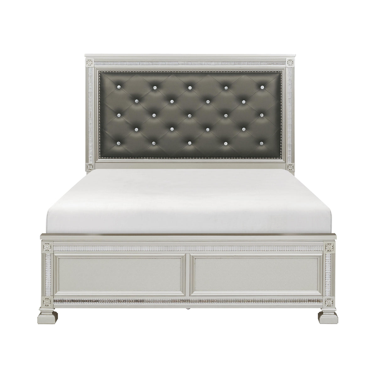 Bevelle Silver Upholstered King Bed