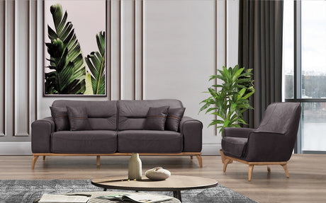 Oslo Sofa & Loveseat Fabric Upholstered - Dark Brown