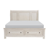 Bethel Wire Brushed White King Sleigh Storage Platform Bed