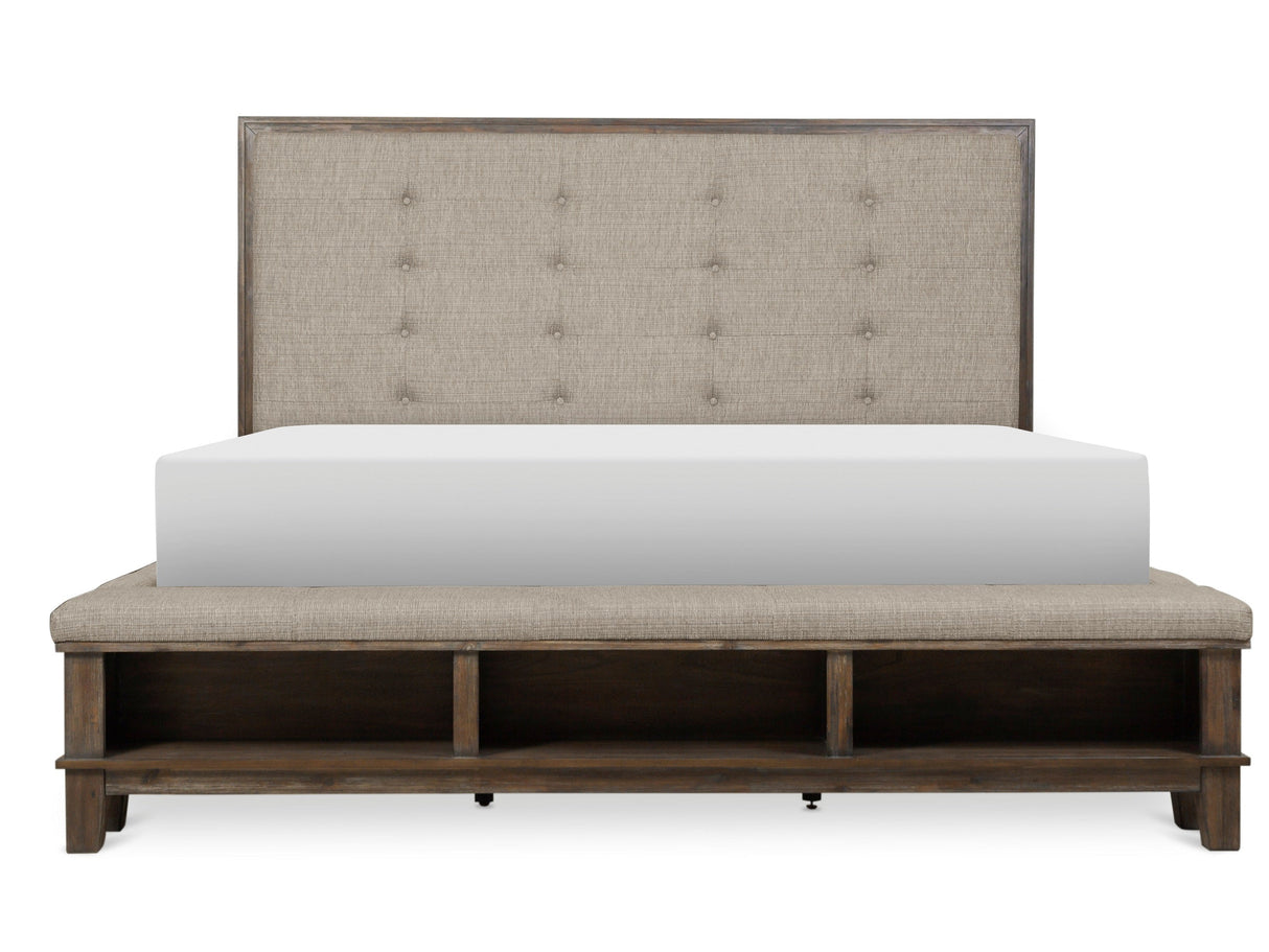 Watson Gray King Upholstered Storage Panel Bed