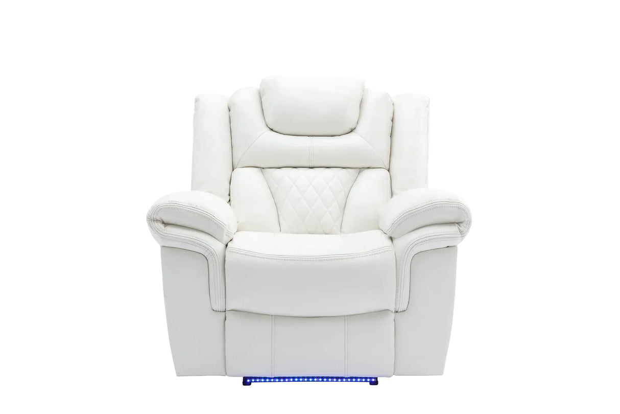 Party Time White 3PCS  Reclining Living Room Set