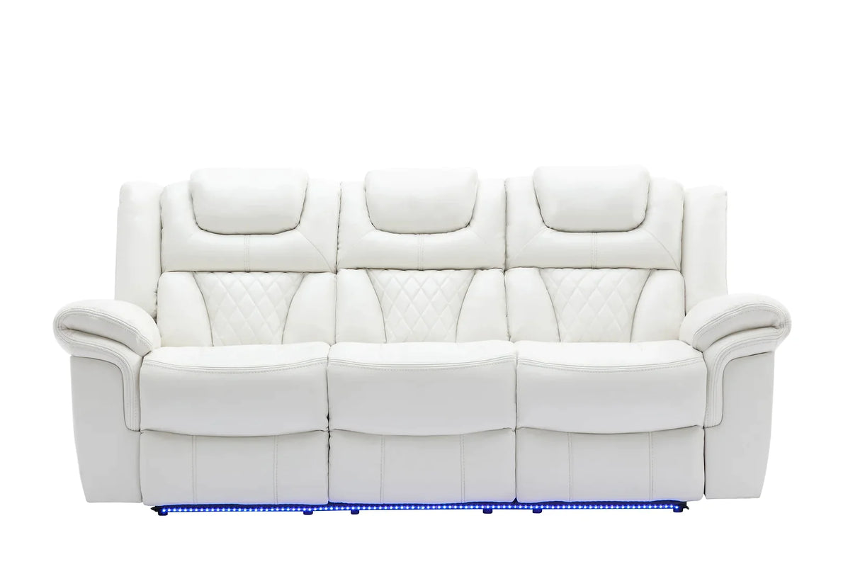 Party Time White 3PCS  Reclining Living Room Set