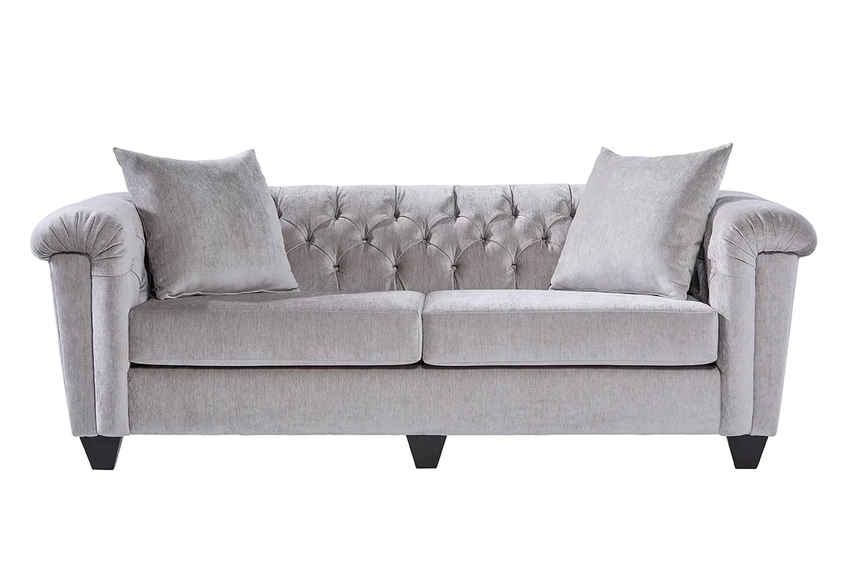 Silver velvet sofa