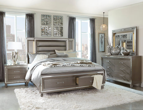 Tamsin Metallic Silver-Gray LED Storage Platform Bedroom Set - Eve Furniture