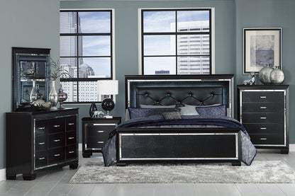 Allura Black LED Upholstered Panel Bedroom Set